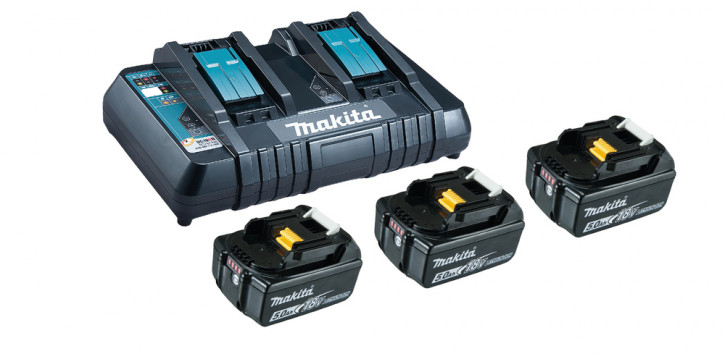 MAKITA Power Source-Kit 18V/5,0Ah (3 Akkus 5,0Ah + Doppel-Ladegerät DC18RD)