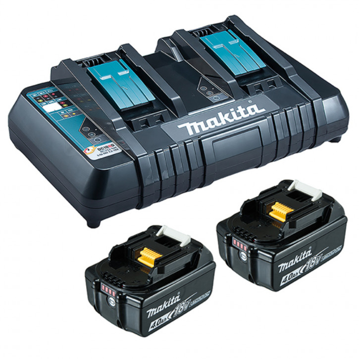 MAKITA Power Source-Kit 18V/4,0Ah (2 Akkus 4,0Ah + Doppel-Ladegerät DC18RD)