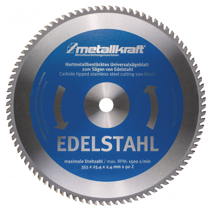 HM-Sägeblatt Ø355x2,4x25,4mm Z90, für Edelstahl (für Metall-Trockenschneider)