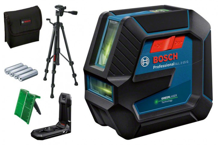 BOSCH Linienlaser GLL2-15 G mit BT150 Baustativ