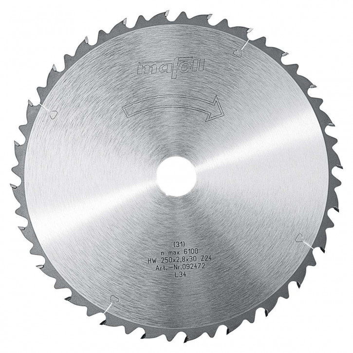 MAFELL HM-Sägeblatt Ø250 x 1,8/2,8 x 30 mm, Z 24, WZ
