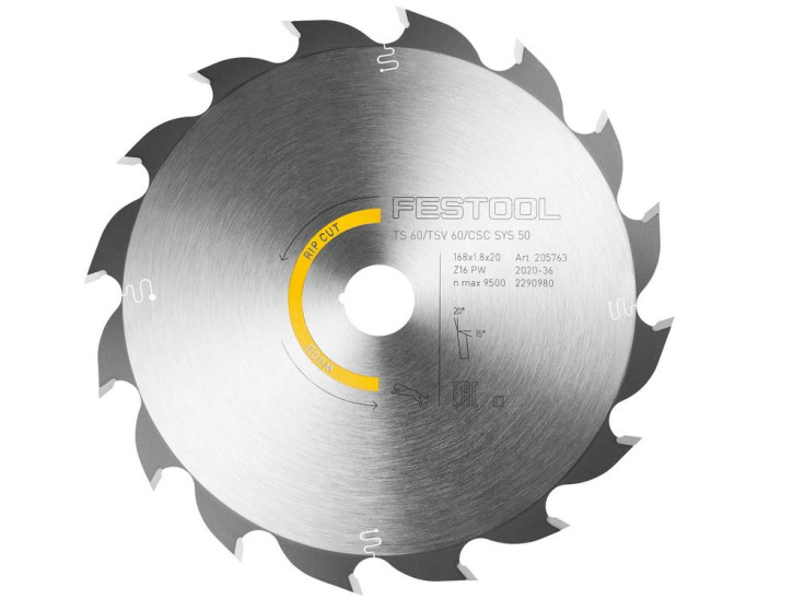 FESTOOL HW-Kreissägeblatt WOOD RIP CUT 168x1,8x20 PW16 205763